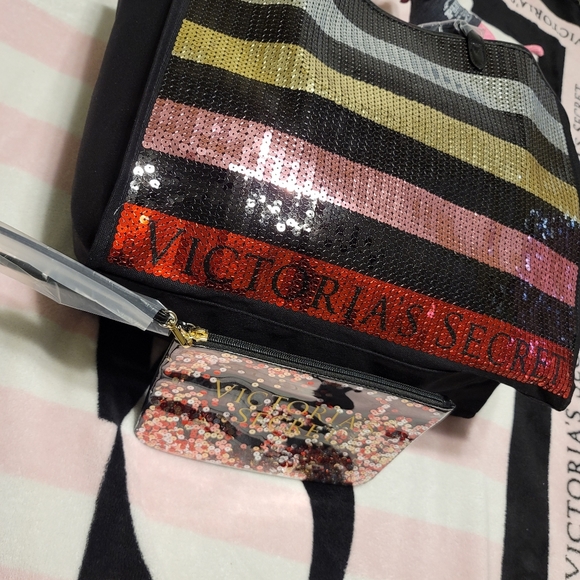 Victoria's Secret BLING Tote + Makeup Bag Set NWT - Picture 12 of 16